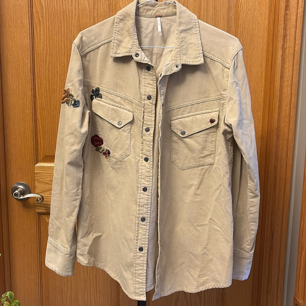 Free People Harley Embroidered Corduroy Shirt